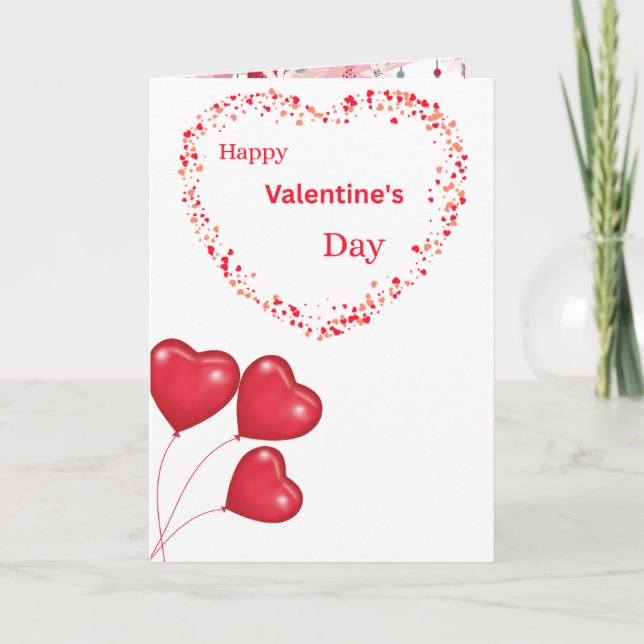 Tarjeta Romantic Happy Valentine's Day Card with Heart Des (Anverso)