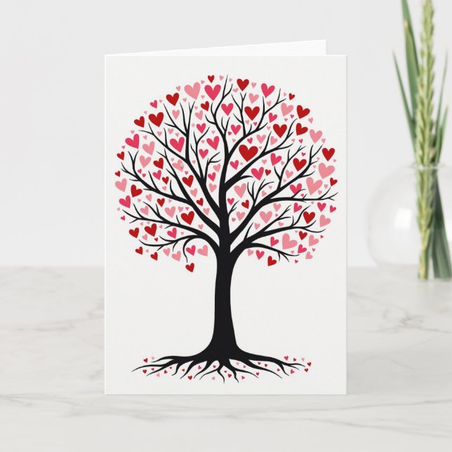 Tarjeta Romantic Hearts Tree Card (Anverso)