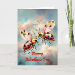 Tarjeta Romantic Ladybugs in Flight