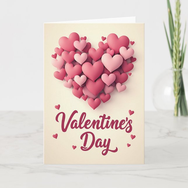 Tarjeta Romantic Matte Hearts Love Card (Anverso)