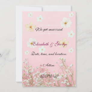 Tarjeta Romantic Pastel Pink and White Floral Wedding Invi