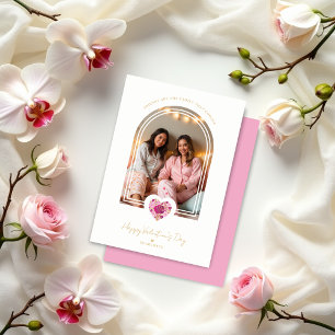 Tarjeta Romantic Pink Floral Heart Arch Galentines Photo