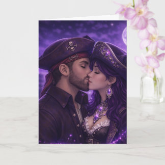 Tarjeta Romantic Pirate Couple Kiss Greeting Card