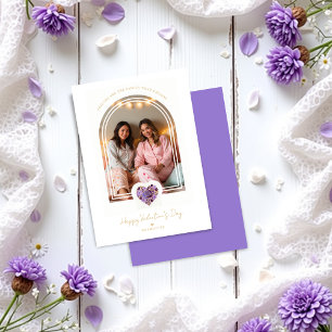 Tarjeta Romantic Purple Floral Heart Arch Galentines Photo