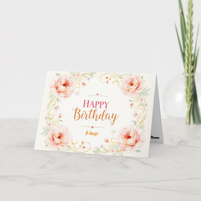 Tarjeta Romantic Rose Gold Script (Anverso)