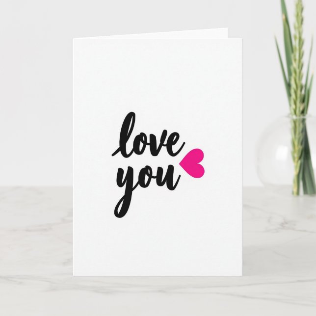 Tarjeta Romantic Script Love You Heart Foil Card (Anverso)