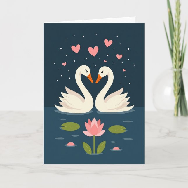 Tarjeta Romantic Swan Love Story Card (Anverso)