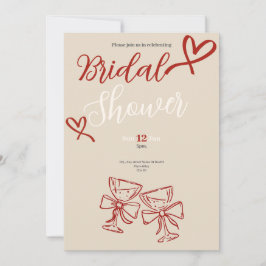 Tarjeta Romantic Vintage Red hearts Bridal Shower Invitati