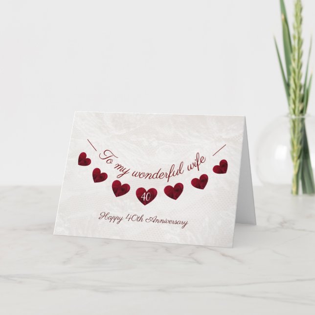 Tarjeta Romántica 40.ª esposa del aniversario del Boda Rub (Anverso)