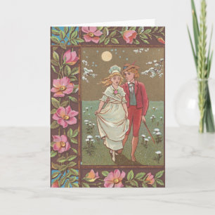 Tarjeta Romántica Antigüa del Día de San Valentín,