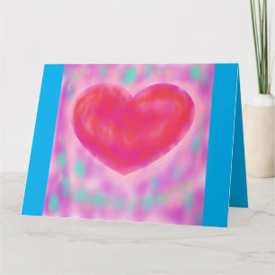 Tarjeta romántica azul con pasteles y corazón