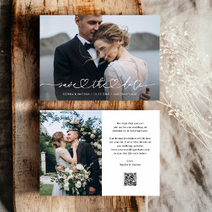 Tarjeta Romántica con Corazón y Fotos y Código QR