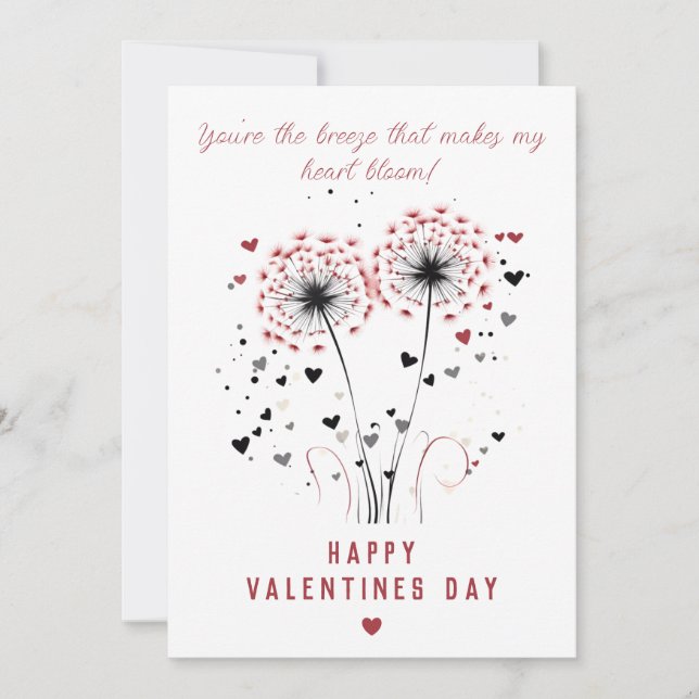 Tarjeta romántica Dandelion Valentine (Anverso)