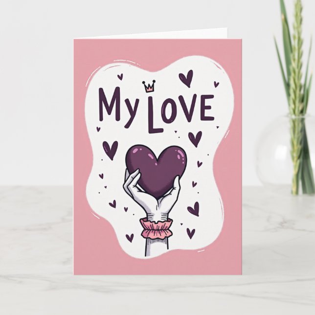 Tarjeta Romántica de Amor del Corazón (Anverso)