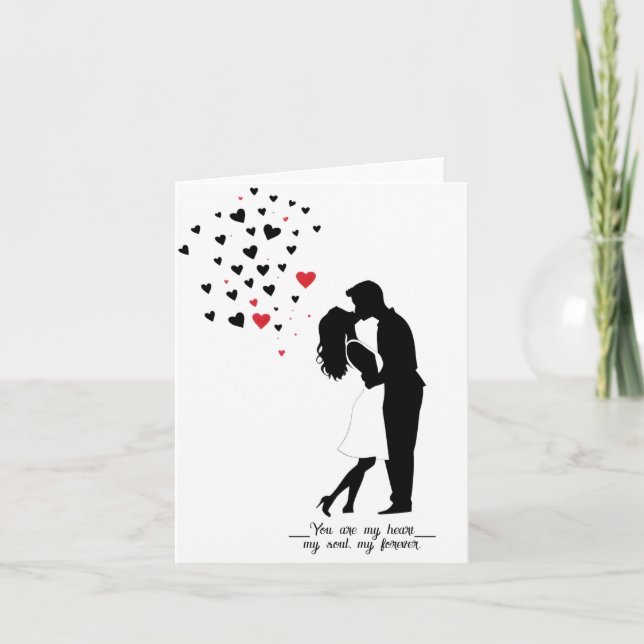 Tarjeta Romántica de Beso de Silhouette - Personal (Anverso)