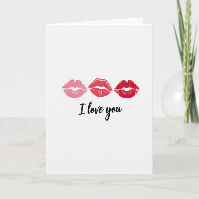 Tarjeta Romántica de Besos Te Amo (Anverso)