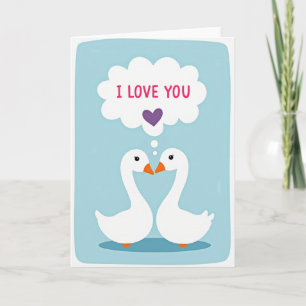 Tarjeta Romántica de Cisnes Corazón Te Amo