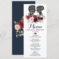 Tarjeta romántica de menú de silueta floral de la