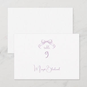Tarjeta Romántica de nombre de invitado Bow Lilac