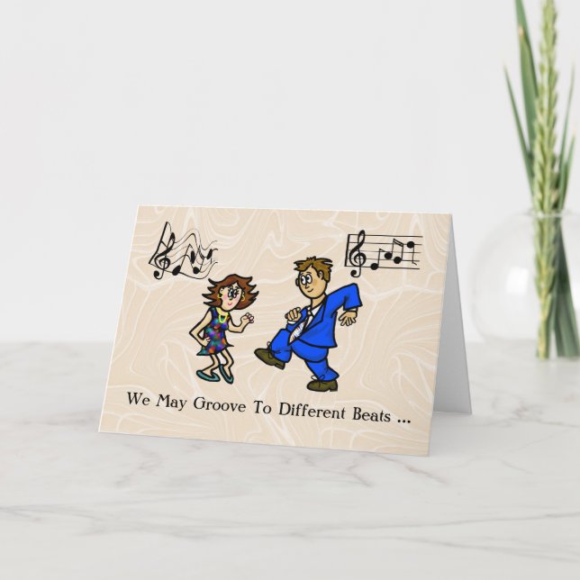 Tarjeta Romántica de Pareja Bailando Groovin' (Anverso)