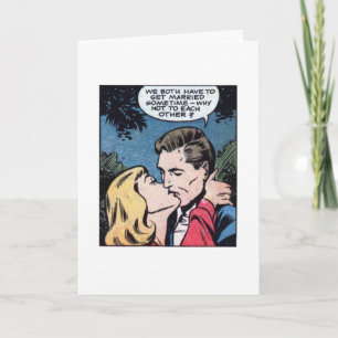 Tarjeta romántica del compromiso de los años 50