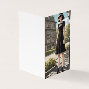 Tarjeta Romántica Elegancia Anime LBD Pequeño Vestido Negr
