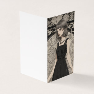 Tarjeta Romántica elegancia gótica LBD pequeño blanco negr