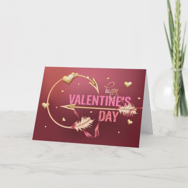 Tarjeta Romántica flecha cupida del día de San Valentín co (Anverso)