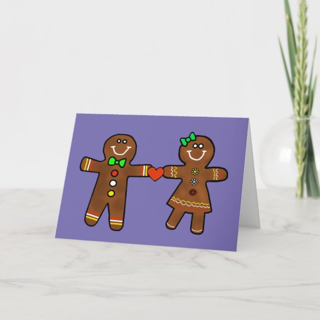 Tarjeta Romántica Gingerbread Soulmates Pareja (Anverso)