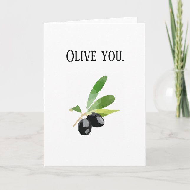 Tarjeta Romántica Olive You Romantic (Anverso)