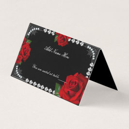 Tarjeta Romántica Red Roses And Diamonts Table Pla