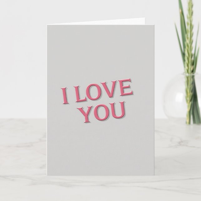 Tarjeta Romántica Rosa Elevada Te Amo (Anverso)