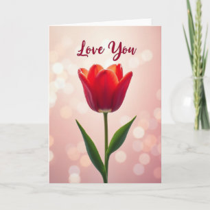 Tarjeta Romántica Tulipán Rojo Te Amo