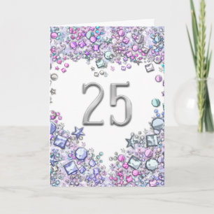 Tarjeta Romántico 25 cumpleaños de bodas aniversario coraz