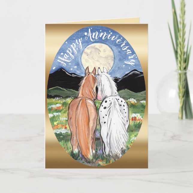 Tarjeta Romántico Aniversario de la Luna de Caballo (Anverso)