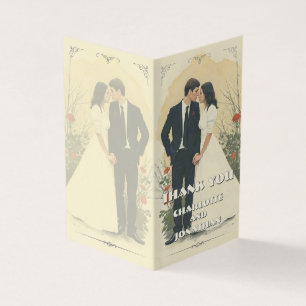 Tarjeta Romántico arte de pareja de bodas de cosecha