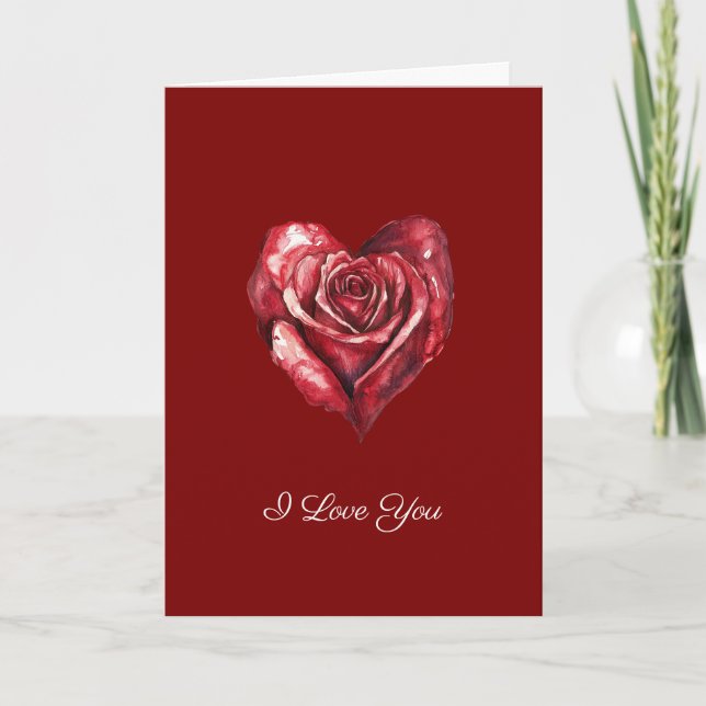 Tarjeta Romántico Corazón de Amor Rosa Blanca Roja (Anverso)