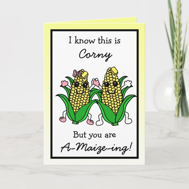 Tarjeta Romántico Flirty Corn Pun de pareja (Anverso)