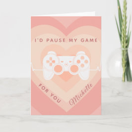 Tarjeta Romántico Gamer Peach Layered Heart Cute Joystick