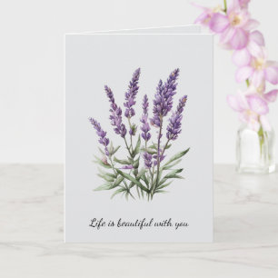Tarjeta Romántico Gris Lavanda Púrpura Floral Ducha Britán