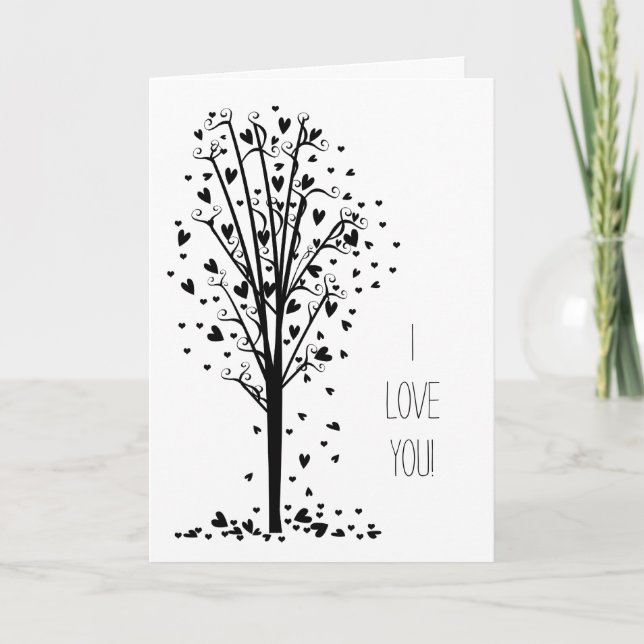 Tarjeta Romántico Hearts Tree Love (Anverso)