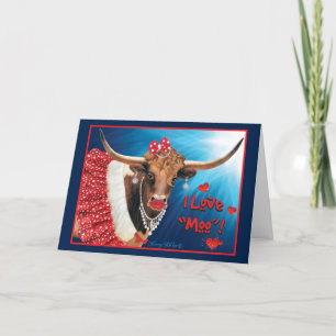 Tarjeta Romántico Longhorn Cow Valentine