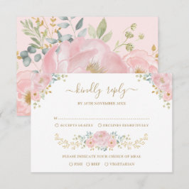 Tarjeta Romántico Pastel Boda Botánica Floral Rosa RSVP