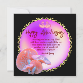 Tarjeta Romántico Pastel de Cisne Feliz Aniversario de Oro