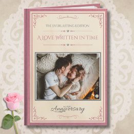 Tarjeta Romántico Rosa Crema Vintage Aniversario Libro de