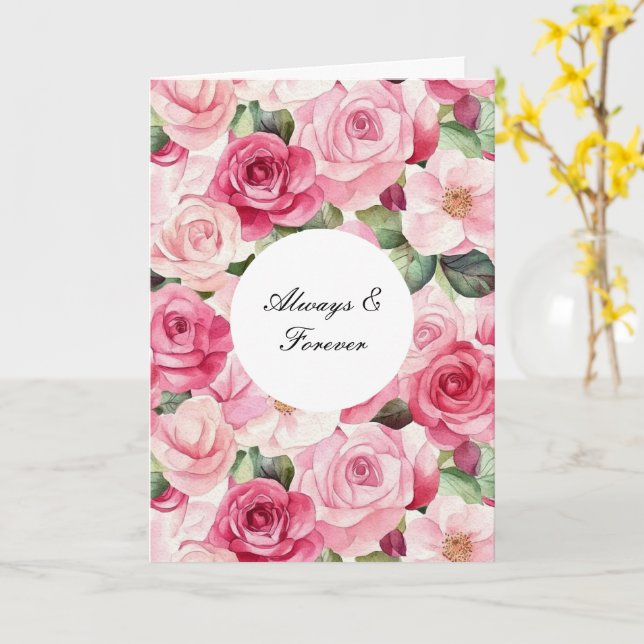 Tarjeta Romántico Rosa Floral Amor por Siempre (flor amarilla)