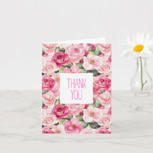 Tarjeta Romántico Rosa Floral Gracias
