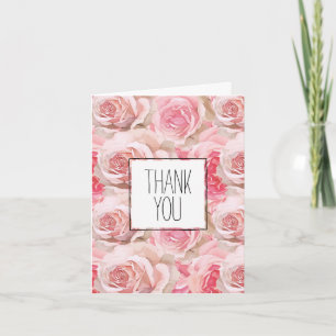 Tarjeta Romántico Rosa Floral Gracias