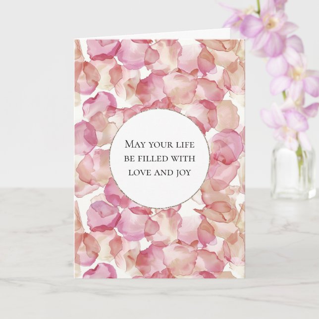 Tarjeta Romántico Rosa Pétalos de rosa Boda floral (Orquídea)