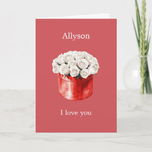 Tarjeta Romántico Roses Blancos Rojos Amor